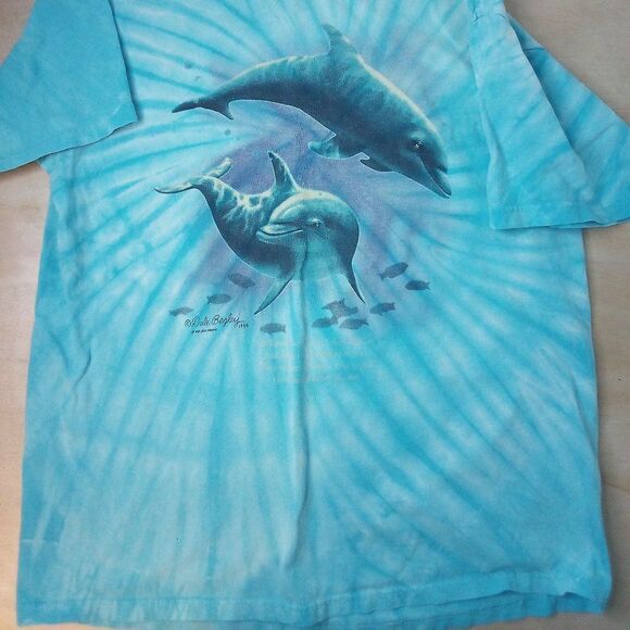 Vintage Dolphins Ocean Tie Dye T-Shirt - Picture 3 of 9